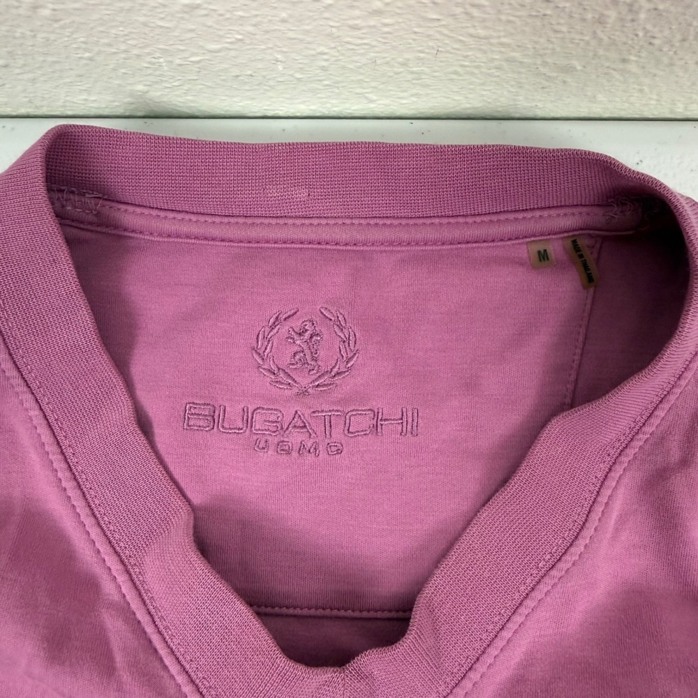 Bugatchi Uomo Mens Purple V-Neck Short Sleeve T-Shirt Size M Regular Fit Solid - Picture 5 of 8